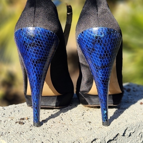 NICHOLAS KIRKWOOD Black Platform Blue Python Leather Heels - Picture 15 of 16